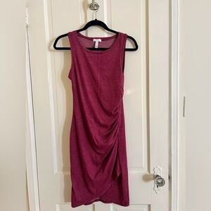 Leith ruched body-con sleeveless dress in burgundy